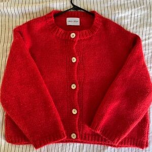 EUC Nikki Chasin Sheba cardigan sweater habanero red